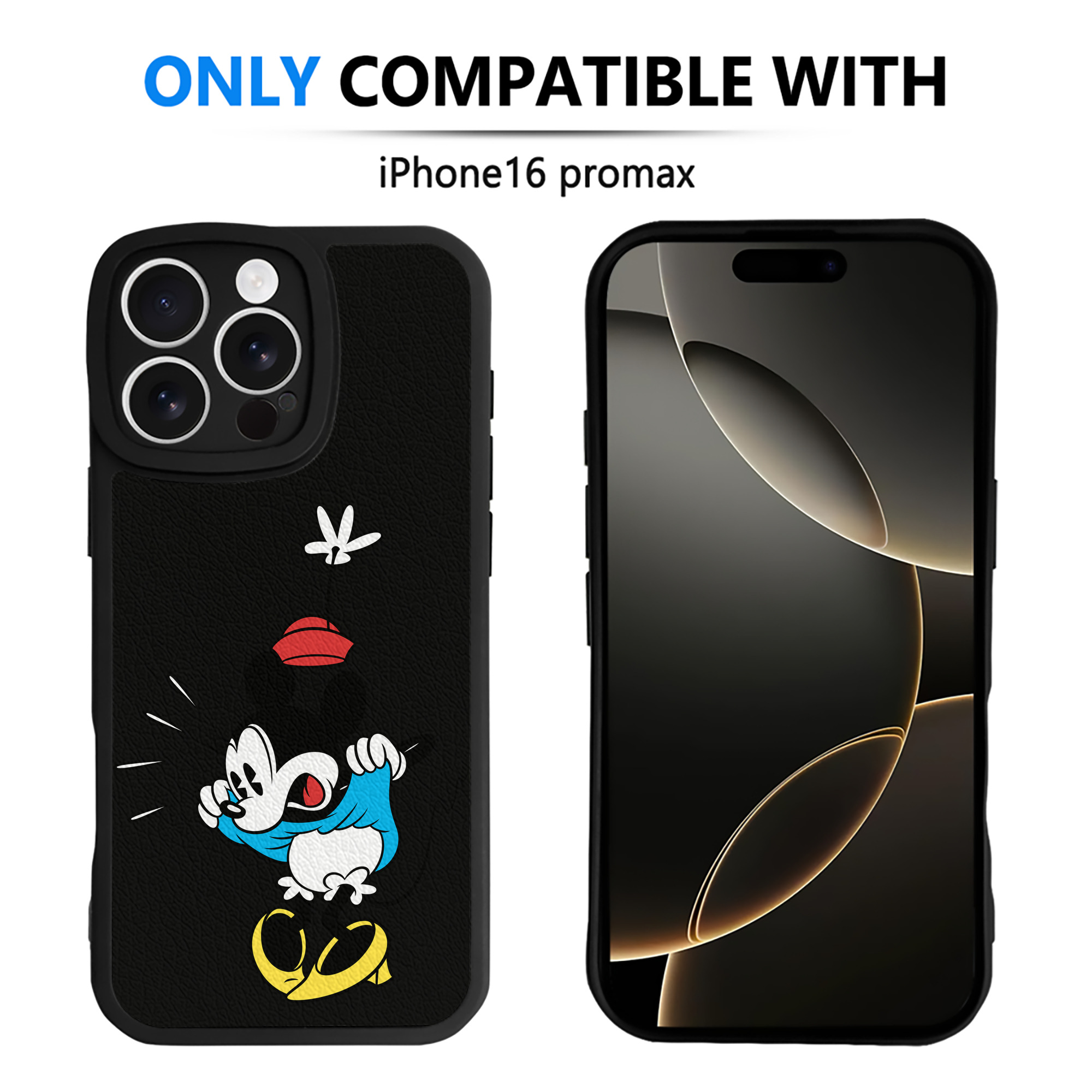 （画像用） ミッキーマウス Mickey Mouse 【iPhone 16シリーズ対応】シリコンスマホケース（レザー調） 材質：シリコン